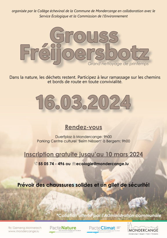 Grouss Fréijoersbotz - Grand nettoyage de printemps