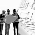 Illustration architectes avec plans de construction